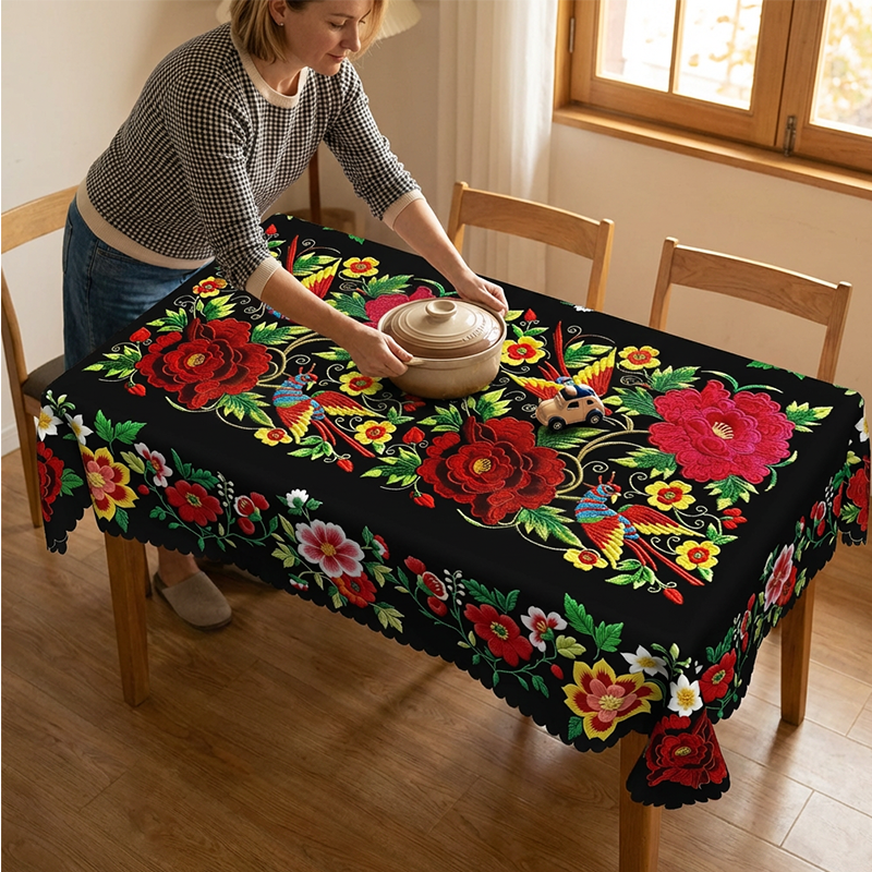 ⏳Limited-time 50% off⏰Mexican Floral Tablecloth with Scalloped Edge🏵️