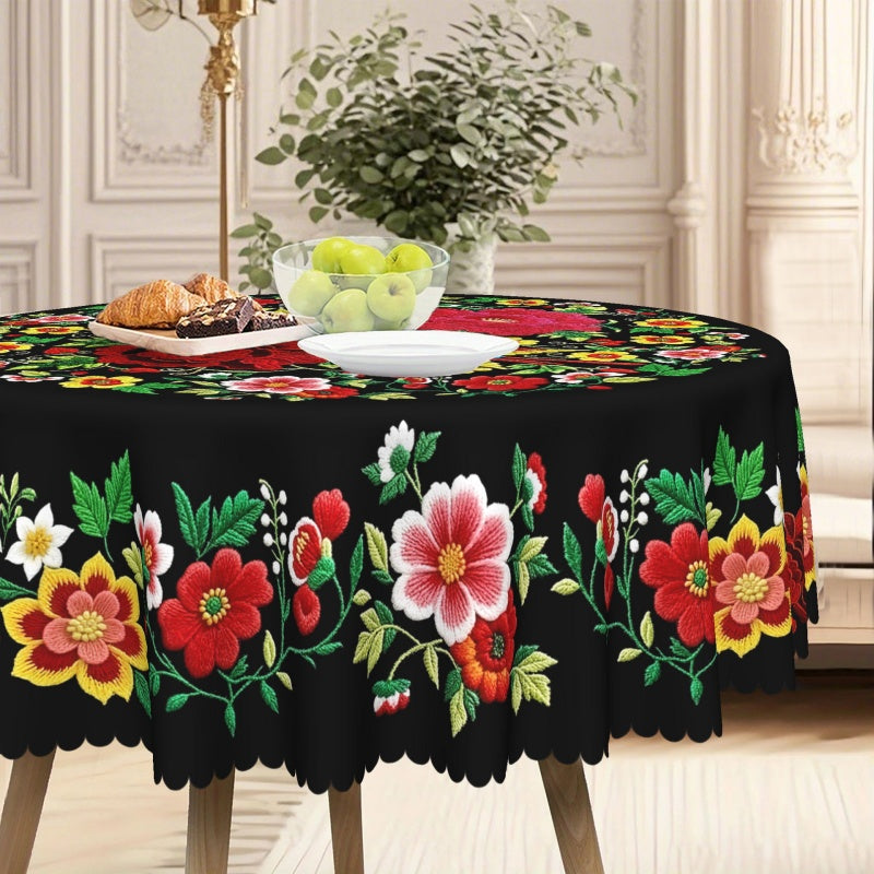 ⏳Limited-time 50% off⏰Mexican Floral Tablecloth with Scalloped Edge🏵️