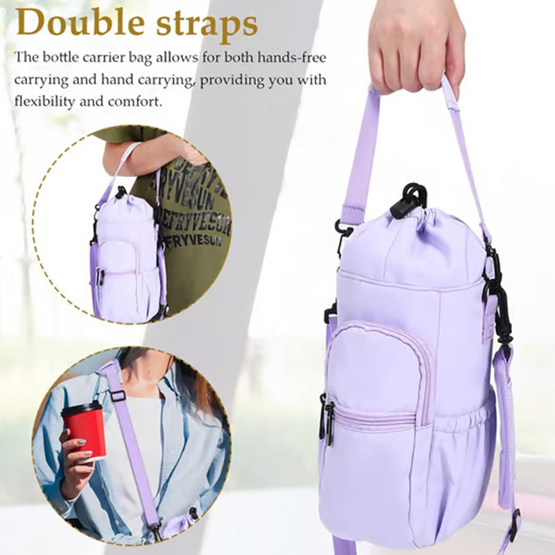 Water Bottle Carrier Bag with Phone Pockets