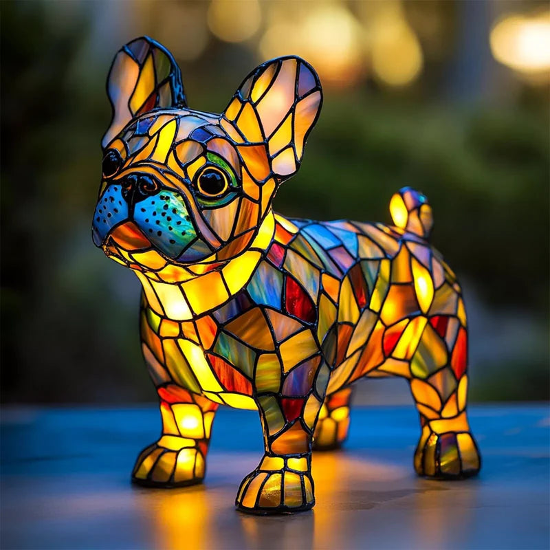 Color-Blocking Puppy Statue LED Table Lamp