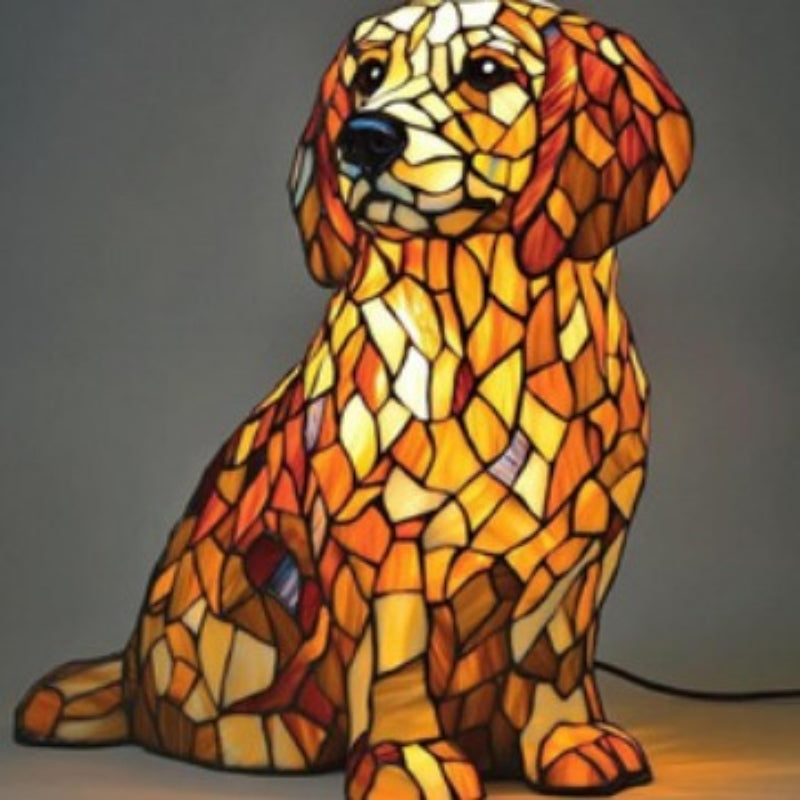Color-Blocking Puppy Statue LED Table Lamp