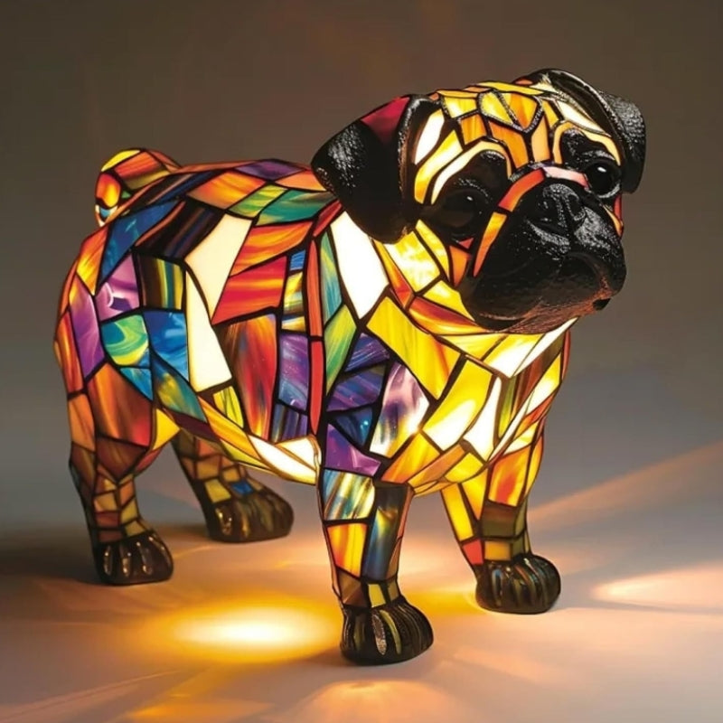 Color-Blocking Puppy Statue LED Table Lamp