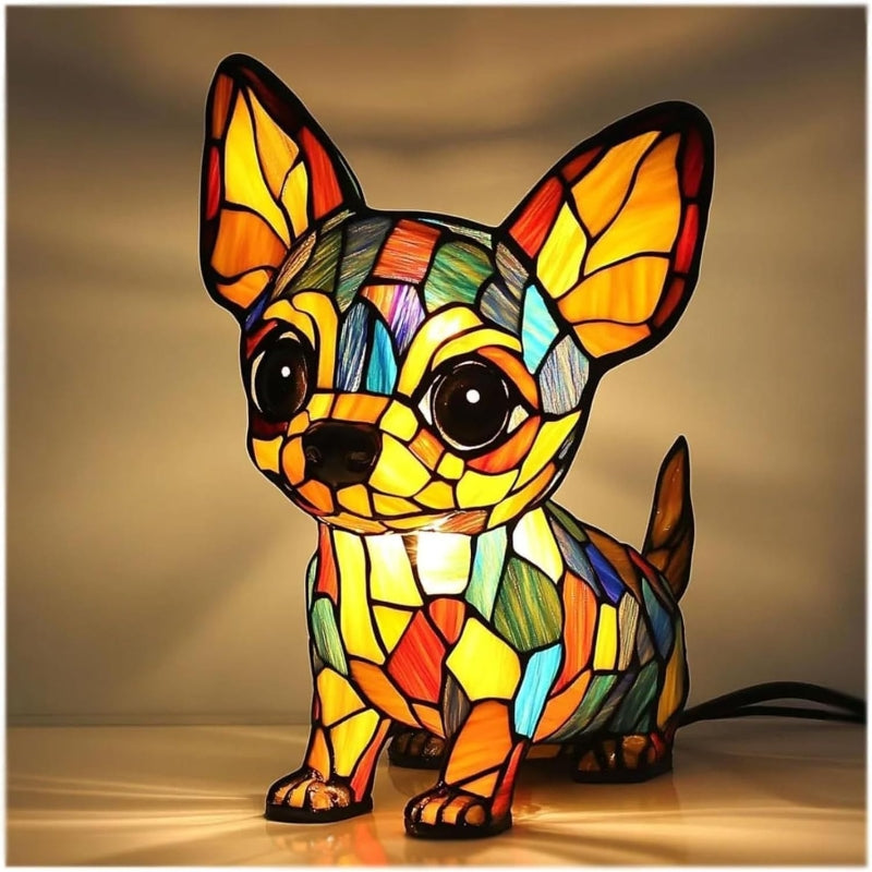 Color-Blocking Puppy Statue LED Table Lamp