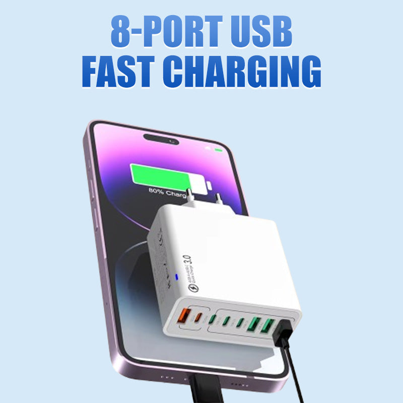 ⚡8-Port USB Fast Charging Mobile Phone Charger