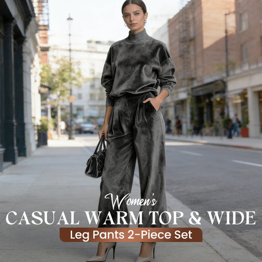 📢📢50% OFF NOW! ⏳Women’s Casual Warm Top & Wide Leg Pants 2-Piece Set