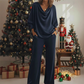Women's Cowl Neck Long Sleeve Top & Pants 2-Piece Set