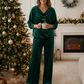 Women's Cowl Neck Long Sleeve Top & Pants 2-Piece Set