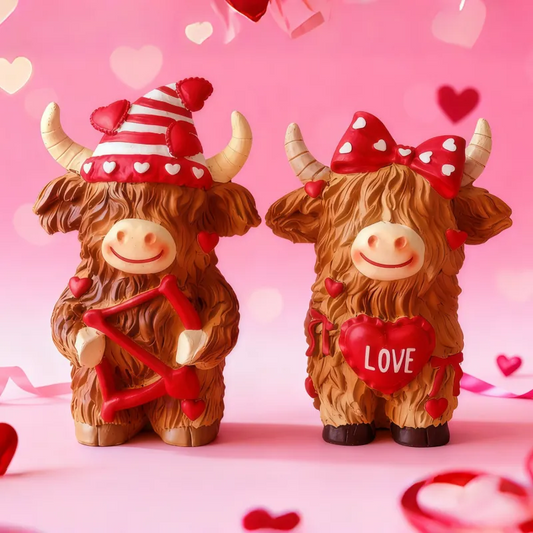 Valentine's Day Highland Cow Couple Figurines