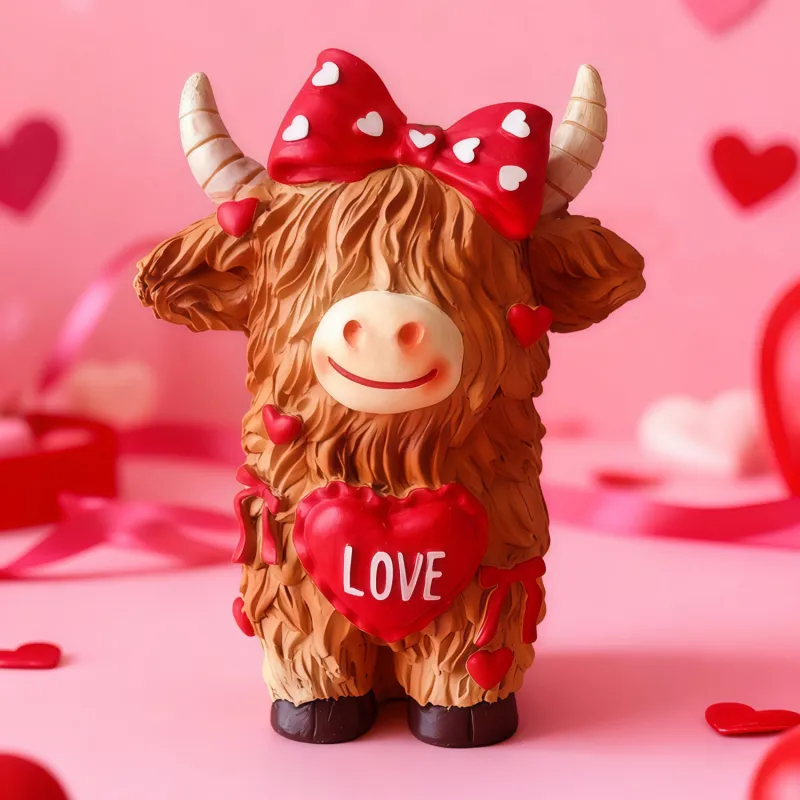 Valentine's Day Highland Cow Couple Figurines