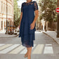 Women's Layered Mesh A-Line Midi Dress