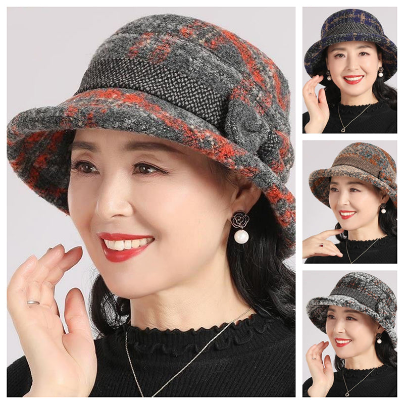 👒🔥 Women's vintage cloche hat made of soft imitation wool – Classic check pattern, timelessly elegant & sustainably produced 🍂💚 Perfect for cold days and stylish city walks.