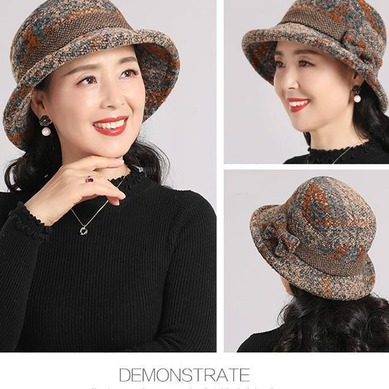 👒🔥 Women's vintage cloche hat made of soft imitation wool – Classic check pattern, timelessly elegant & sustainably produced 🍂💚 Perfect for cold days and stylish city walks.