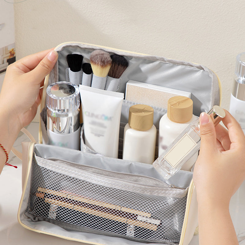Stylish Handheld Partitioned Cosmetic Bag