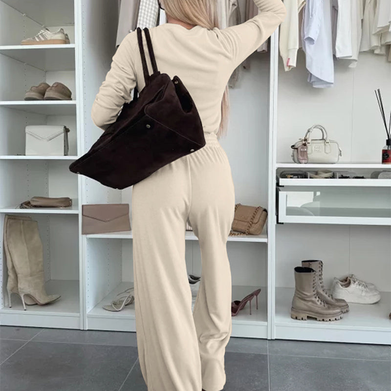 Women's Solid Color Two-Piece Lounge Set