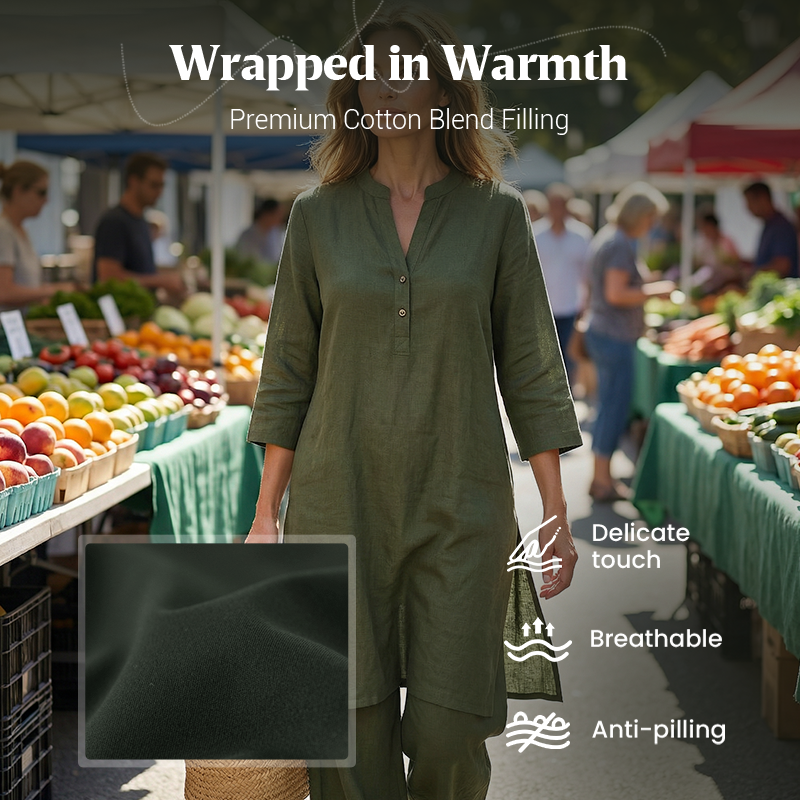 Solid Color Loose Fit Top & Wide Leg Pants Set