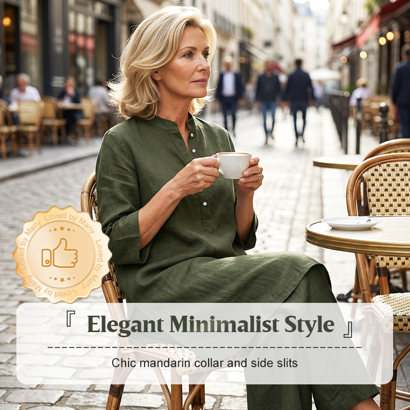 Solid Color Loose Fit Top & Wide Leg Pants Set