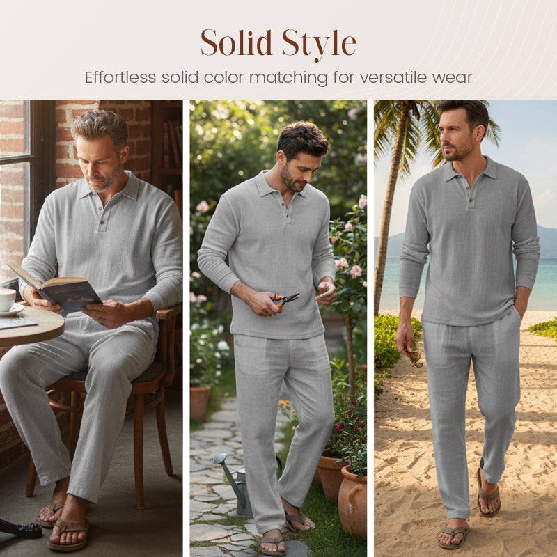 👕 50% OFF NOW! 🌿 Men's Linen Blend 2-Piece Casual Set – Breathable, Lightweight & Perfect for Summer Days ☀️