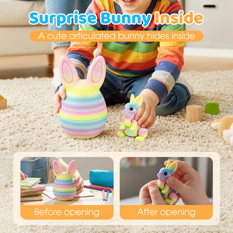 3D Printed Easter Surprise Egg with Articulated Bunny