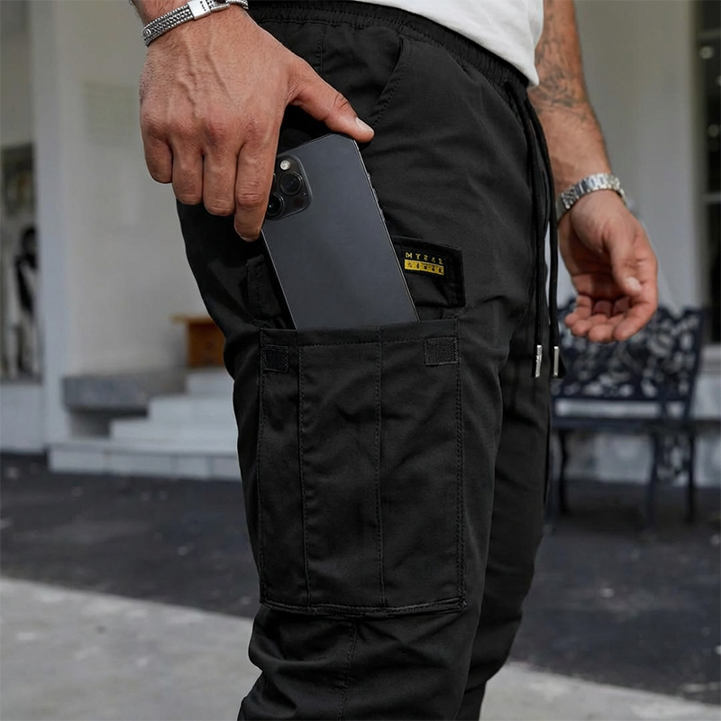 Men's Casual Cargo Pants with Drawstring
