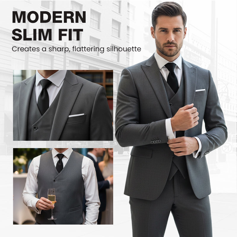 👔 60% OFF NOW! 🕴️ Men's Slim-Fit 3-Piece Suit Set – Tailored Fit, Premium Fabric & Perfect for Formal Occasions 🤵