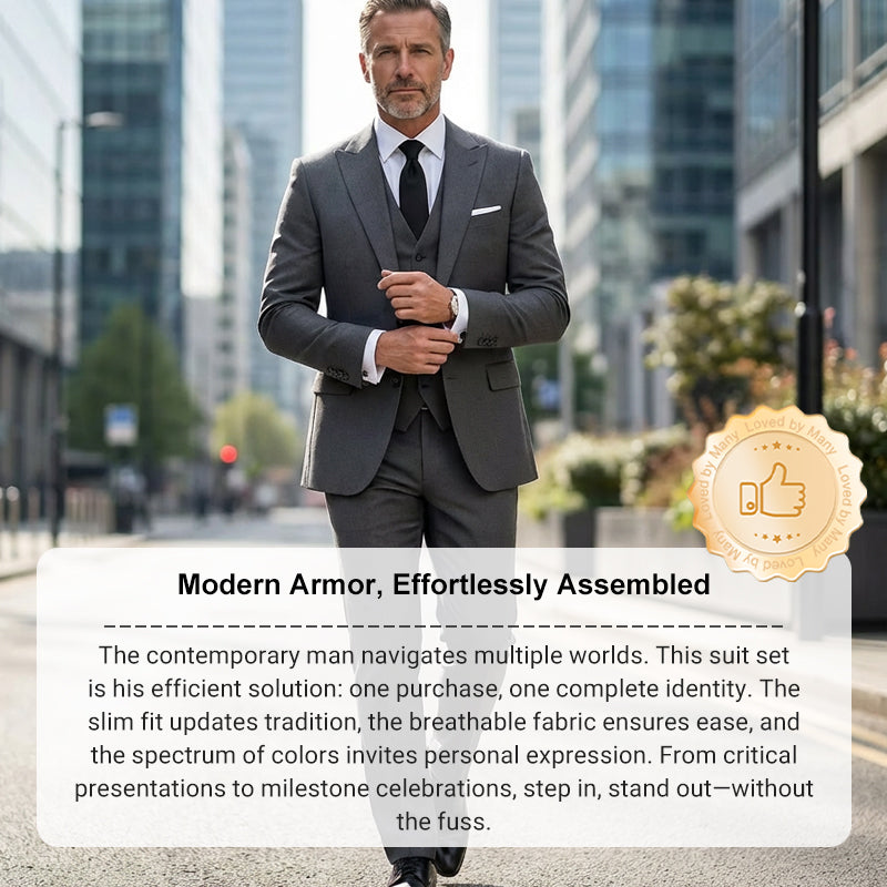 👔 60% OFF NOW! 🕴️ Men's Slim-Fit 3-Piece Suit Set – Tailored Fit, Premium Fabric & Perfect for Formal Occasions 🤵