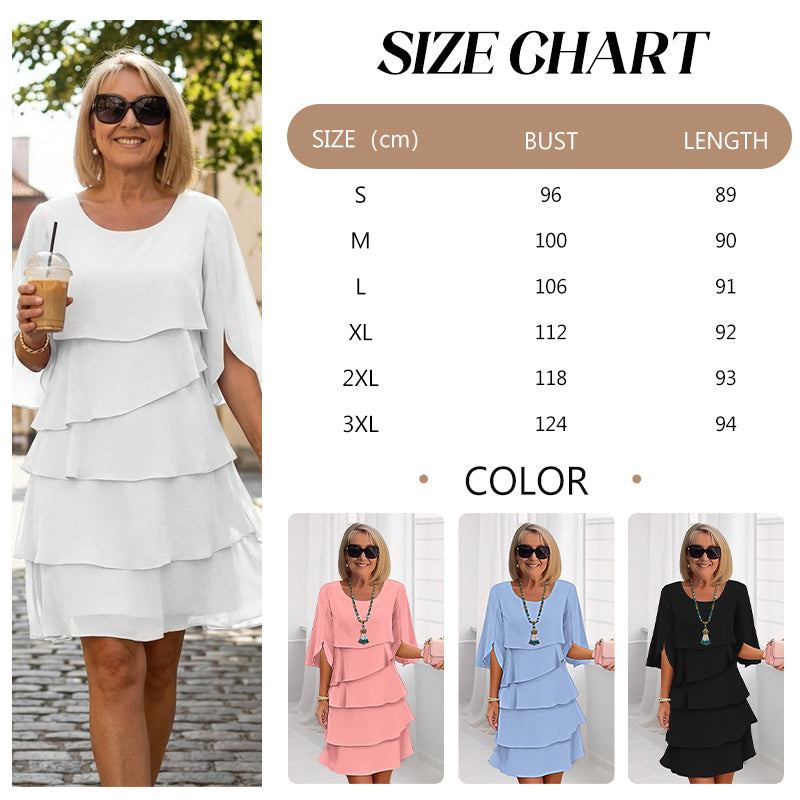 🎁 49% OFF! Women's Elegant Layered Ruffle Sleeve Dress – Effortless Style for Every Occasion 💃