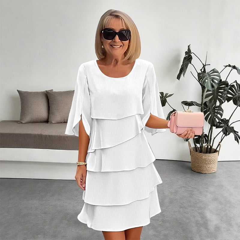 🎁 49% OFF! Women's Elegant Layered Ruffle Sleeve Dress – Effortless Style for Every Occasion 💃