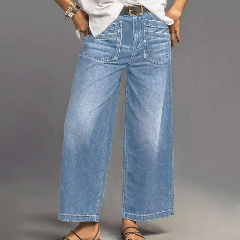 📢📢49% OFF!!⏰Women's Casual High-Rise Wide-Leg Jeans