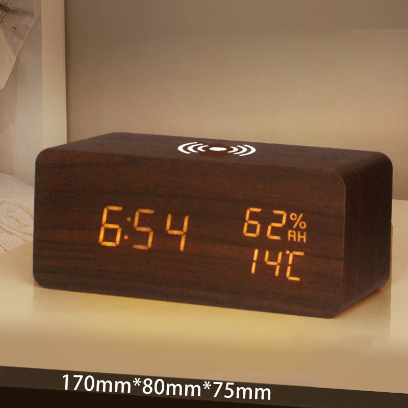 LED Digital Alarm Clock with Wireless Charging Station