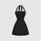 Women's Ruched Halter A-Line Mini Dress