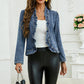 🧥 50% OFF NOW! 🌸 Women's Ruffle Trim Open-Front Denim Jacket – Lightweight & Feminine – Versatile & Chic 👗