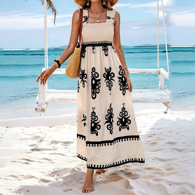 🌸Spring Hot Sale 50% OFF!!🌸Women’s Summer Print Sleeveless Flowy Long Dress