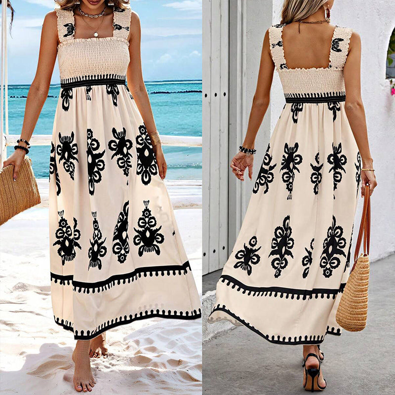 🌸Spring Hot Sale 50% OFF!!🌸Women’s Summer Print Sleeveless Flowy Long Dress
