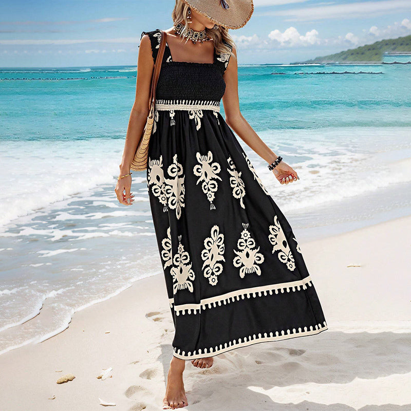 🌸Spring Hot Sale 50% OFF!!🌸Women’s Summer Print Sleeveless Flowy Long Dress