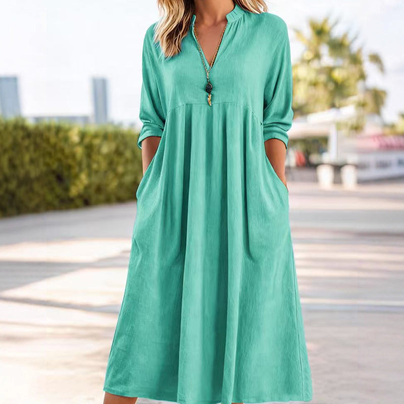 🎁2026 New Arrivals 49% OFF💖Women's Casual V-Neck Midi Dress with Pockets