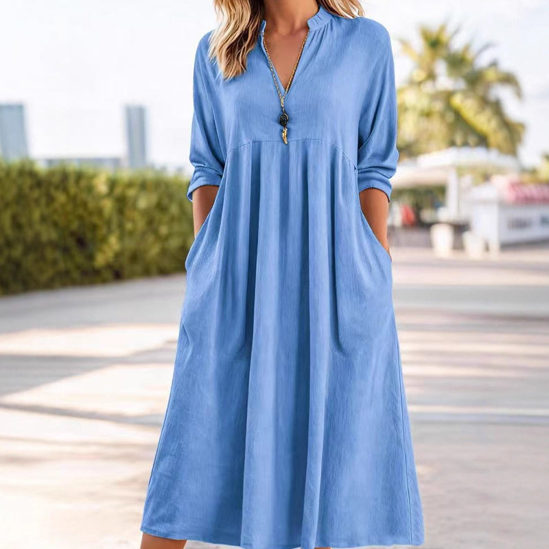 🎁2026 New Arrivals 49% OFF💖Women's Casual V-Neck Midi Dress with Pockets