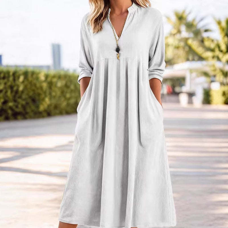 🎁2026 New Arrivals 49% OFF💖Women's Casual V-Neck Midi Dress with Pockets