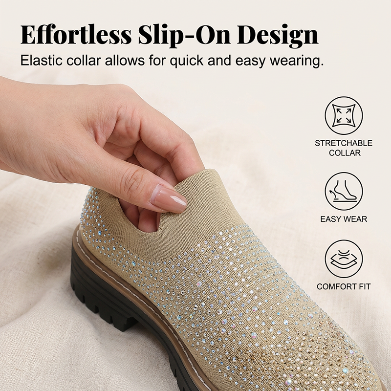 Women's Rhinestone Sparkle Slip-On Loafers