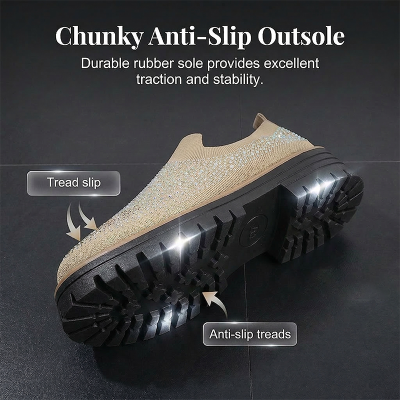Women's Rhinestone Sparkle Slip-On Loafers