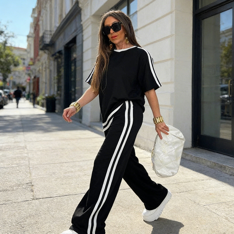⏳Limited-time 50% off⏰Women's Striped Top & Wide-Leg Pants Set👚👖