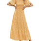 🌷Early Summer Sale-50% Off🌸2026 Summer Casual Floral Print Short Flutter Sleeve Crew Neck Smocked High Waist Flowy Maxi Dress