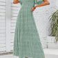 🌷Early Summer Sale-50% Off🌸2026 Summer Casual Floral Print Short Flutter Sleeve Crew Neck Smocked High Waist Flowy Maxi Dress
