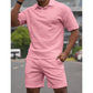 Men Solid Color Casual Short Sleeve Set