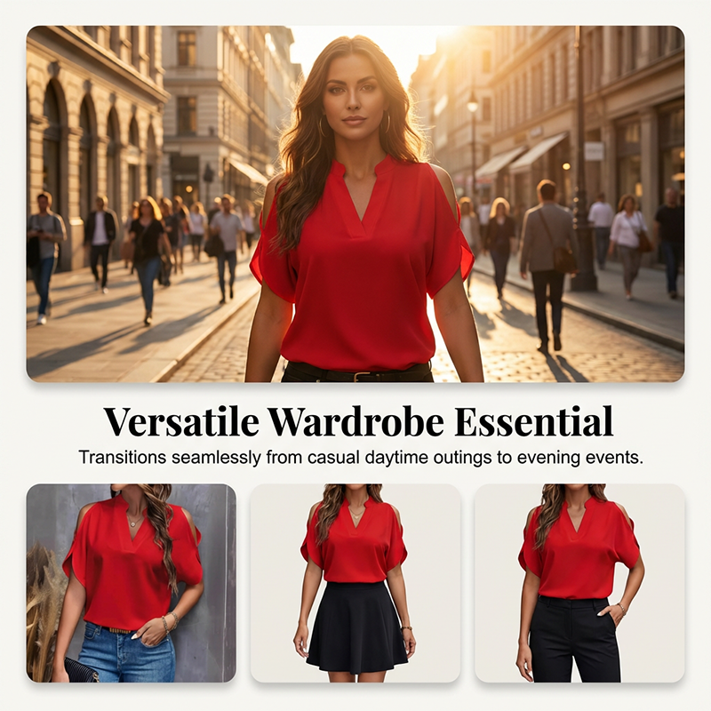 🥳2026 HOT SALE🥳💞50K+ SOLD!☀️👗 50% OFF! Women’s Flutter Sleeve Cold Shoulder Top – Silky soft fabric, flowing silhouette. Perfect with jeans or skirts. White, black, red, pink, blue & orange. Your summer essential. 🌿✅