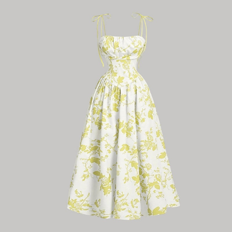 👗 50% OFF NOW! 🌸 Women's Floral Print Tie-Strap Midi Dress – Flattering Fit, Lightweight & Perfect for Spring & Summer ☀️