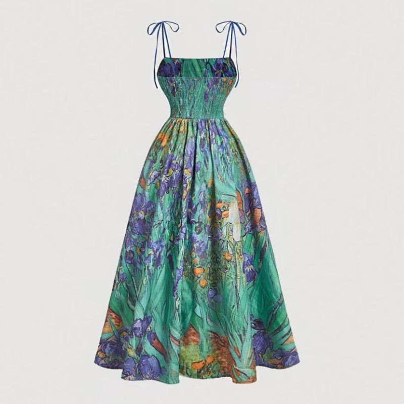 👗 50% OFF NOW! 🌸 Women's Floral Print Tie-Strap Midi Dress – Flattering Fit, Lightweight & Perfect for Spring & Summer ☀️