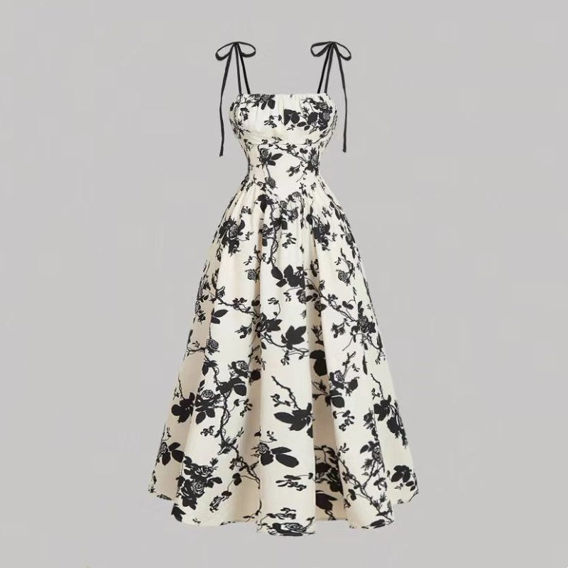 👗 50% OFF NOW! 🌸 Women's Floral Print Tie-Strap Midi Dress – Flattering Fit, Lightweight & Perfect for Spring & Summer ☀️