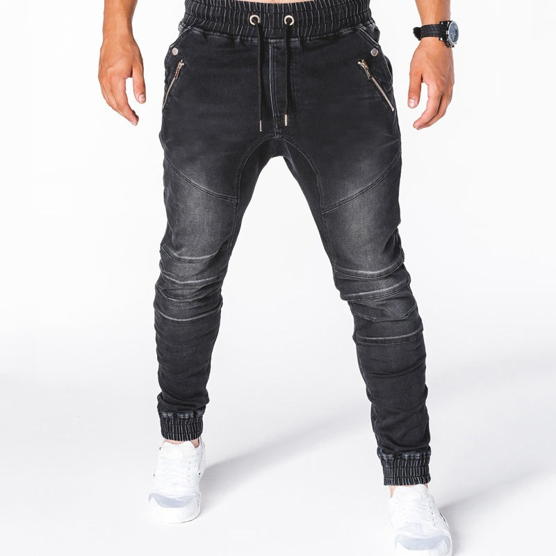 ⏰  💖Black Friday Mega Deal – 50% off!💖Men's Slim-Fit Denim Joggers with Zipper Pockets
