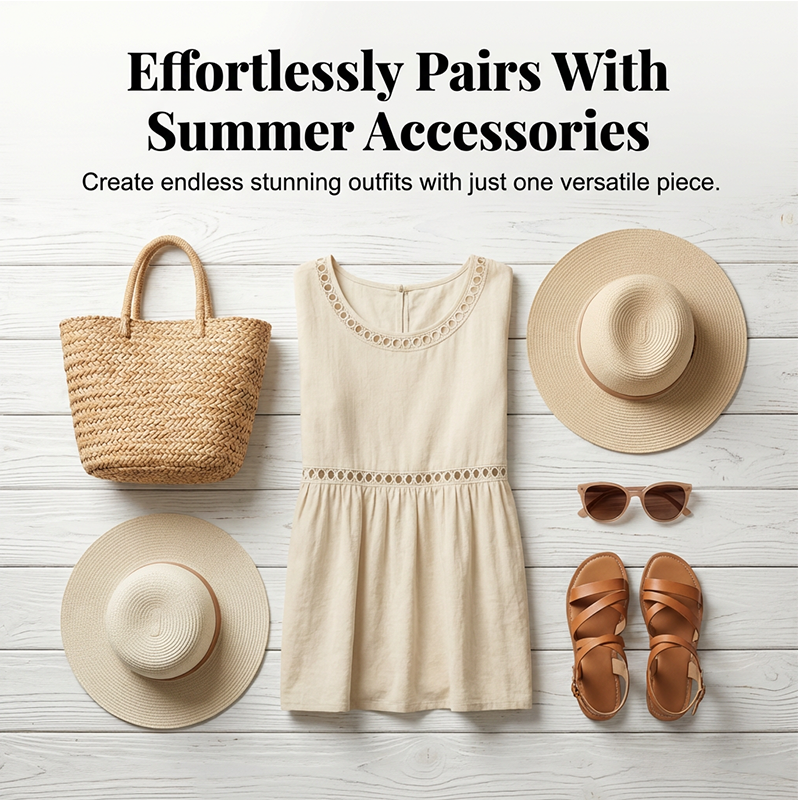 Summer Casual Round-Neck Lace Dress