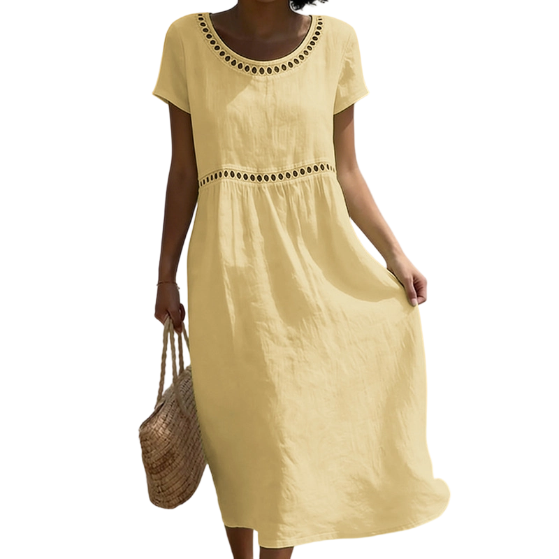 Summer Casual Round-Neck Lace Dress